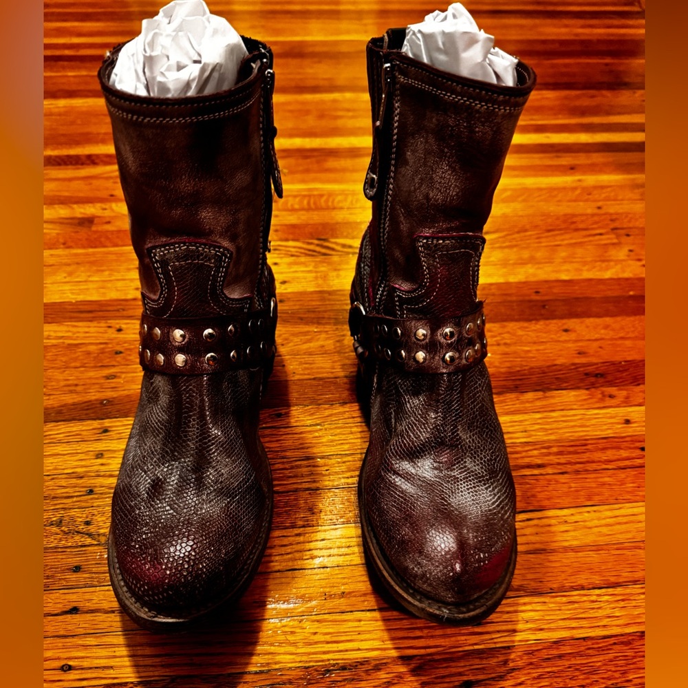 Freebird Ramone Studded Fuchsia Leather Boots